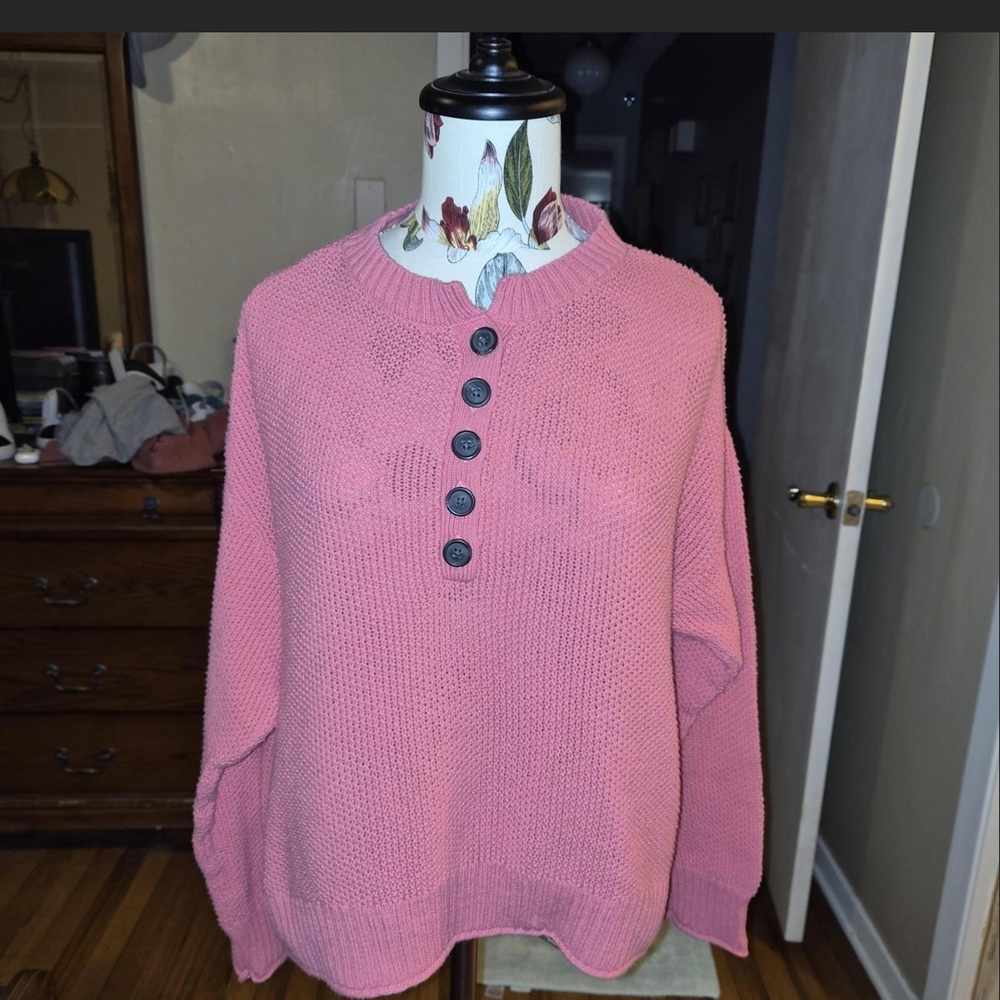 American Eagle Outfitters Pink Crew Neck Sweater